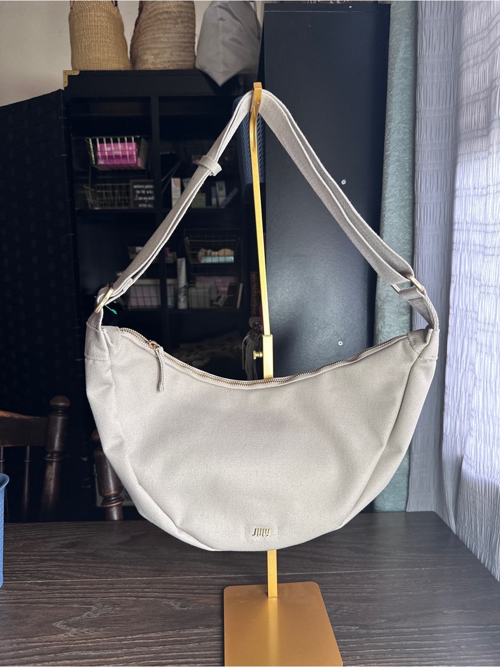 July Crescent Shoulder Bag in Light Taupe